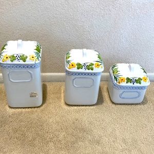 NWT-PRICE DROP/Three piece porcelain canister set with lids